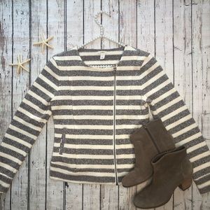 Caslon Ivory & Tan Full Zip Jacket • Size Small